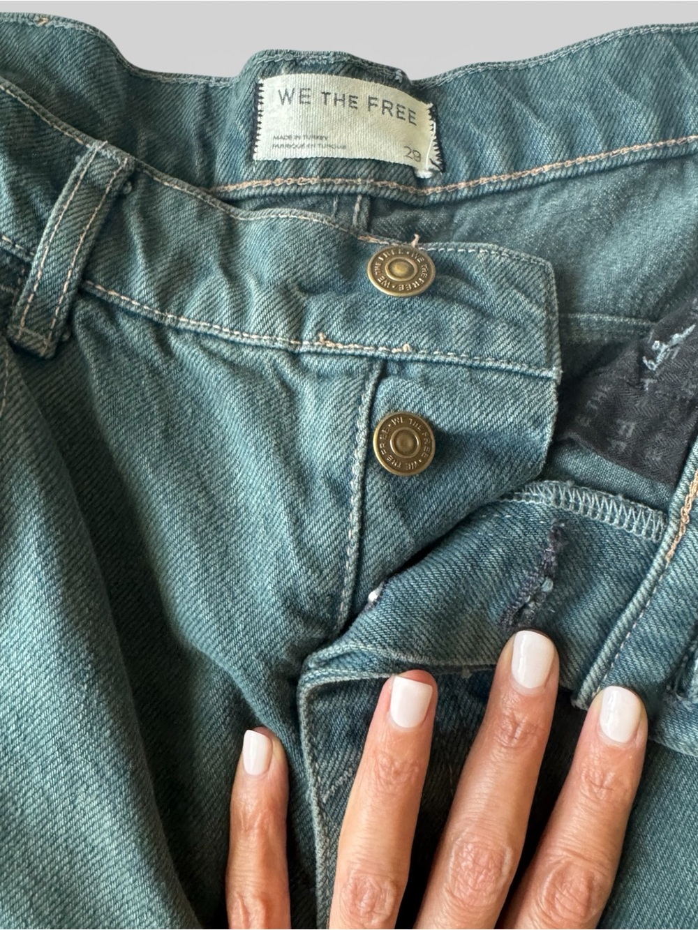We The Free Good Luck Mid-Rise Barrel Jeans. Luke Green - Picture 7 of 8